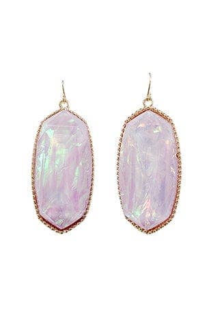 Lavender Opal Hexagon Drop Earrings