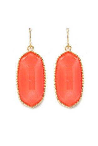 Coral Pearl Hexagon Drop Earrings