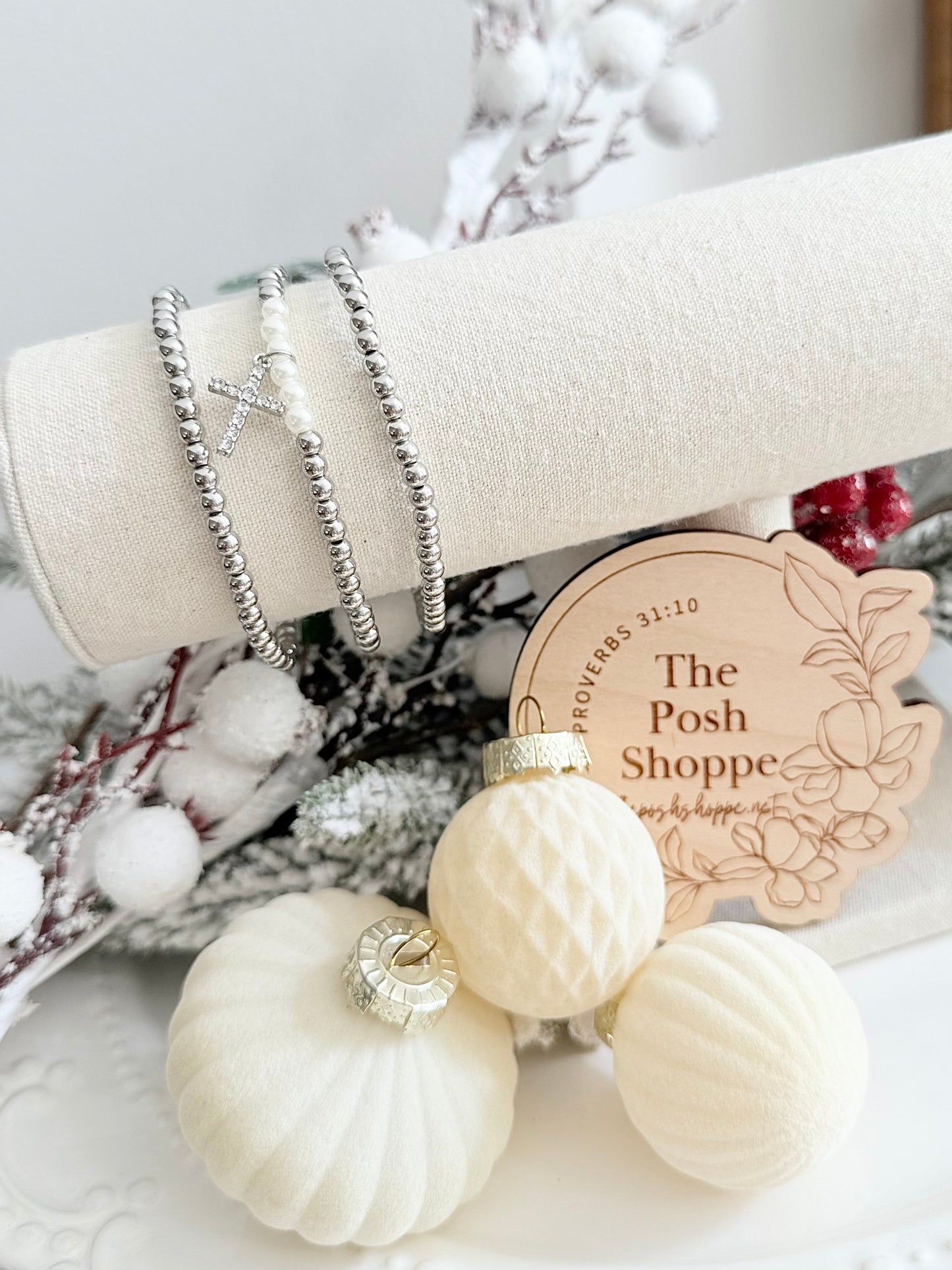 Silver Crystal Cross Stack