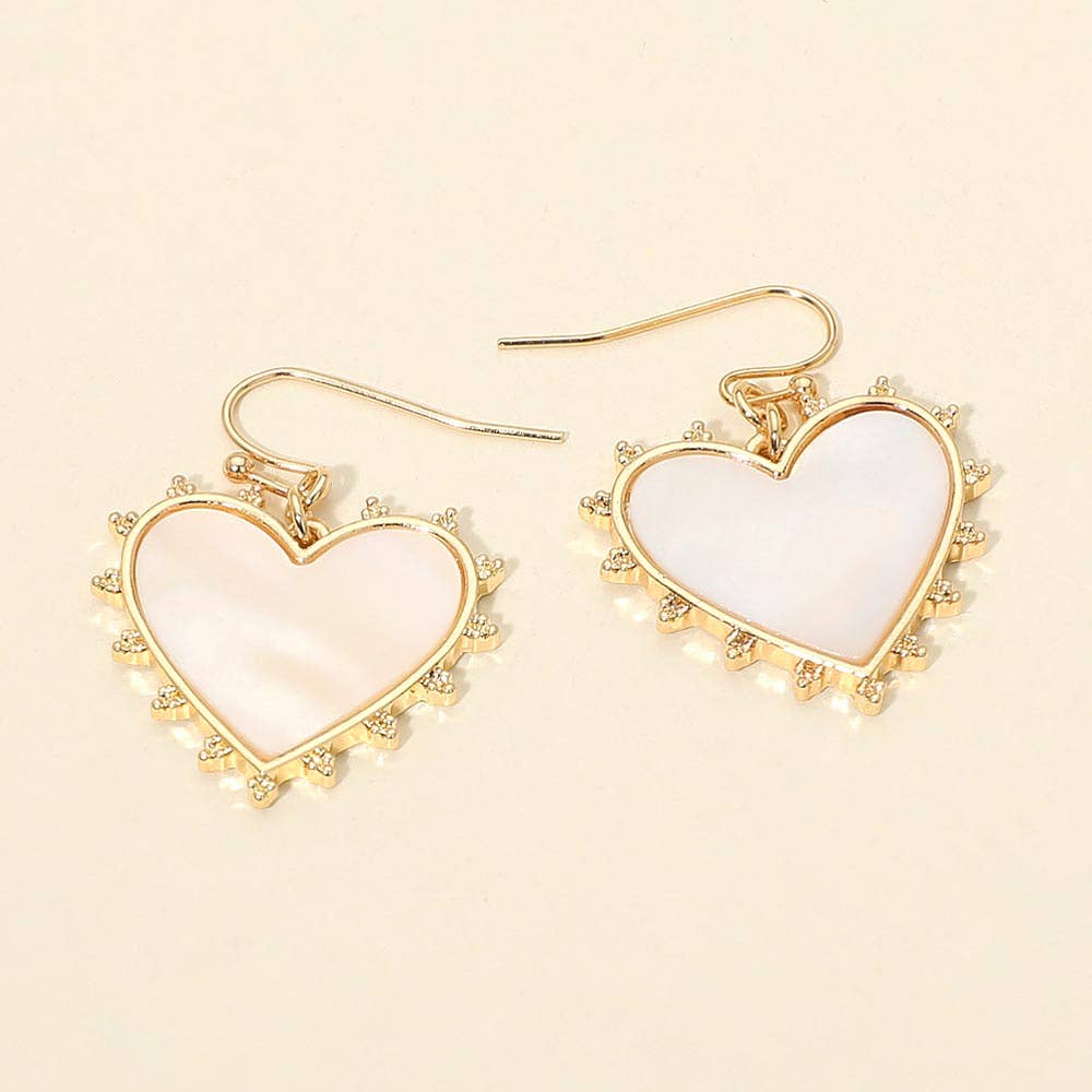 Mother of Pearl Heart Drop Earrings