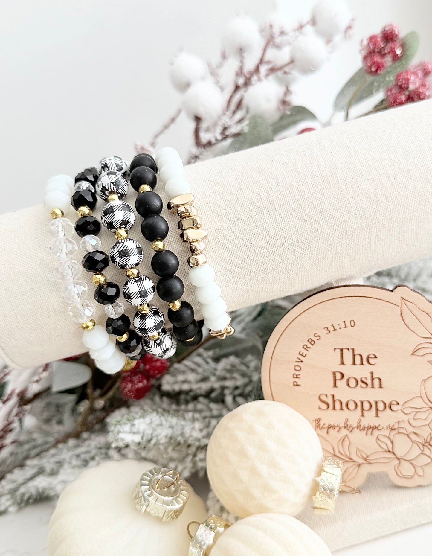 Winter Chic Bracelet Stack (Gold Accents)