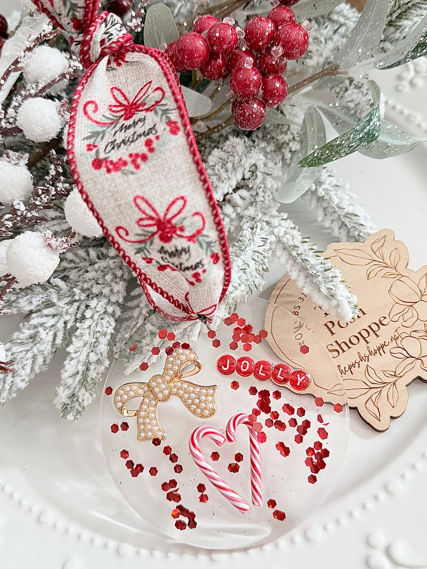 Jolly peppermint sparkle ornament