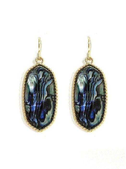Abalone Hexagon Drop Earrings