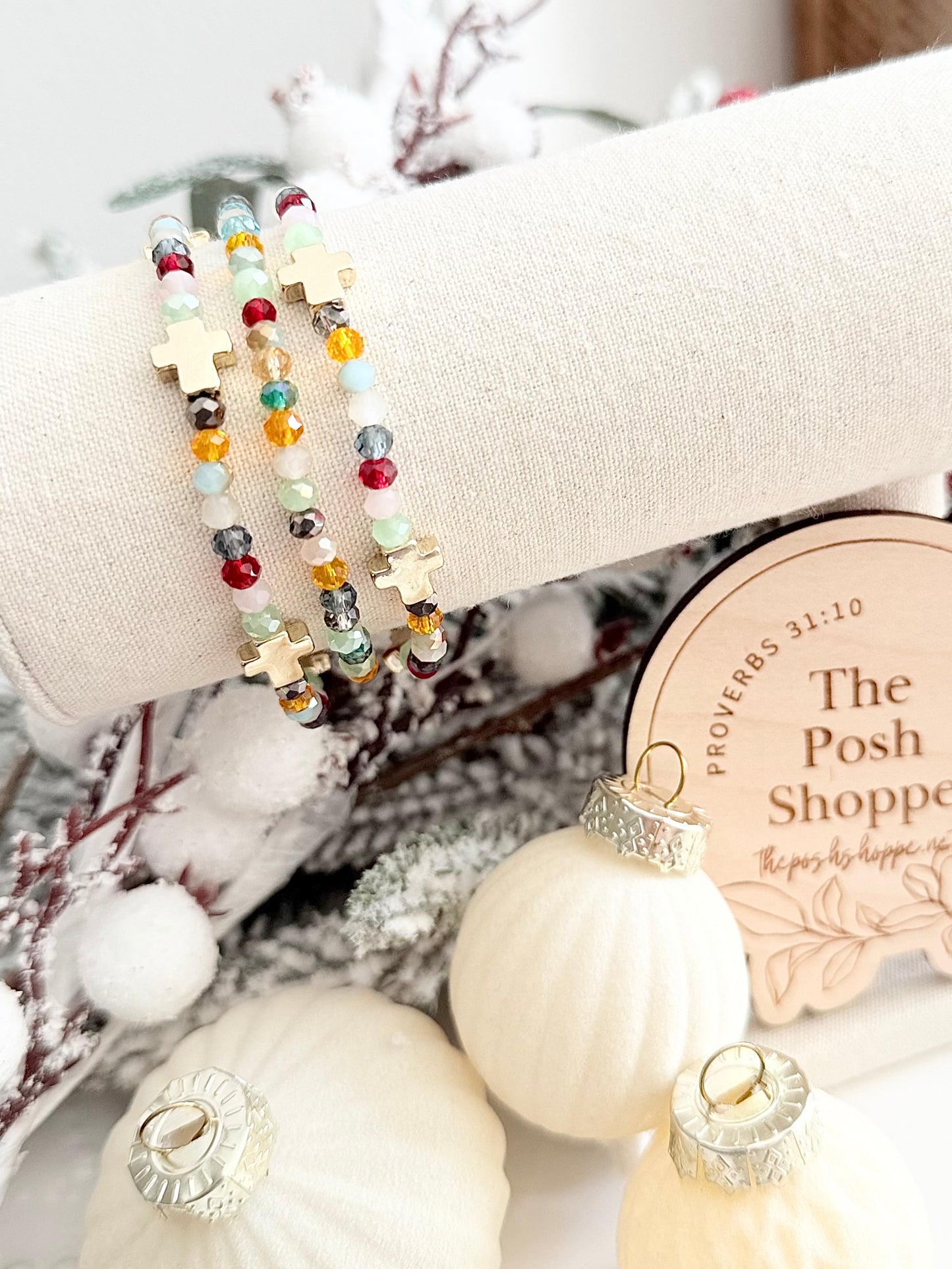 Colorful Cross Beaded Stack