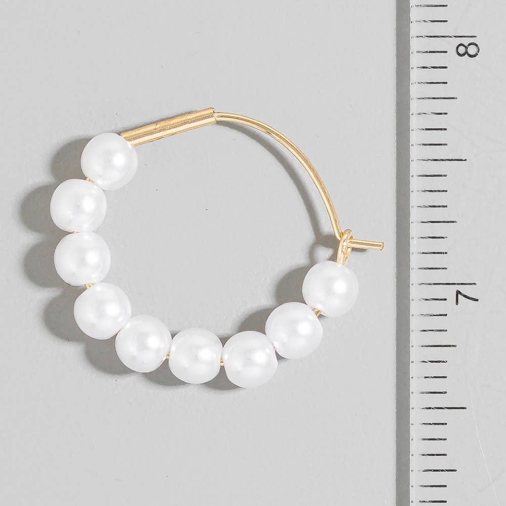 Pearl Beaded Hoop Earrings
