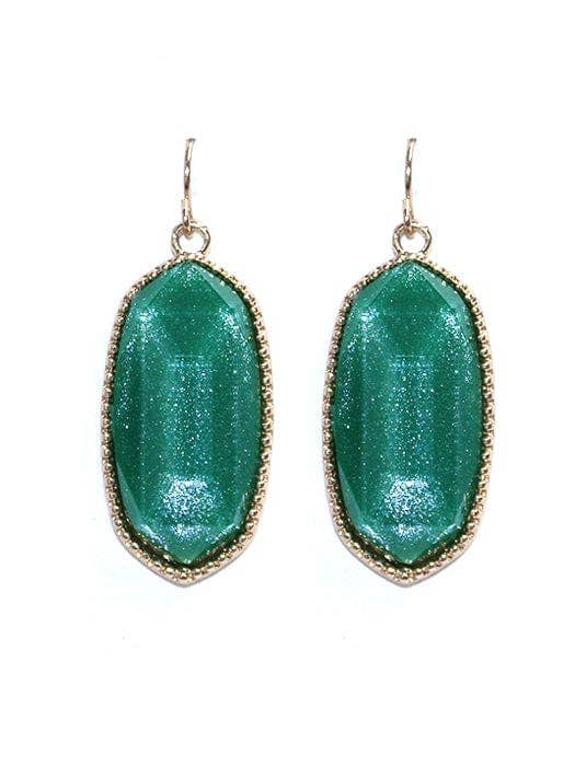 Emerald Green Pearl Hexagon Drop Earrings