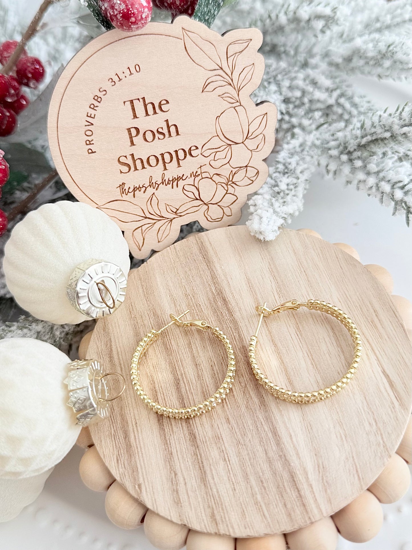 Gold Crystal Hoops
