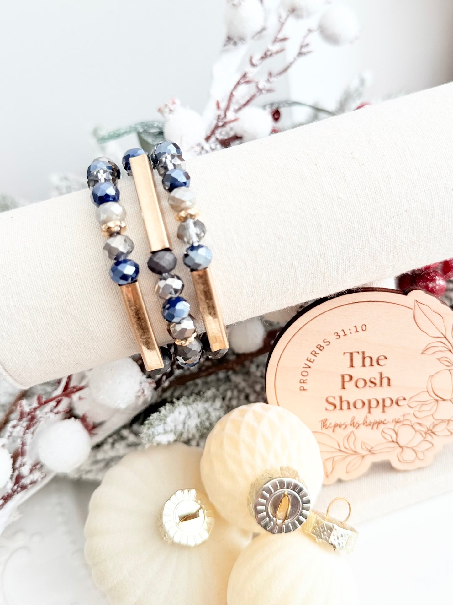 Beaded Stack with Gold Bars