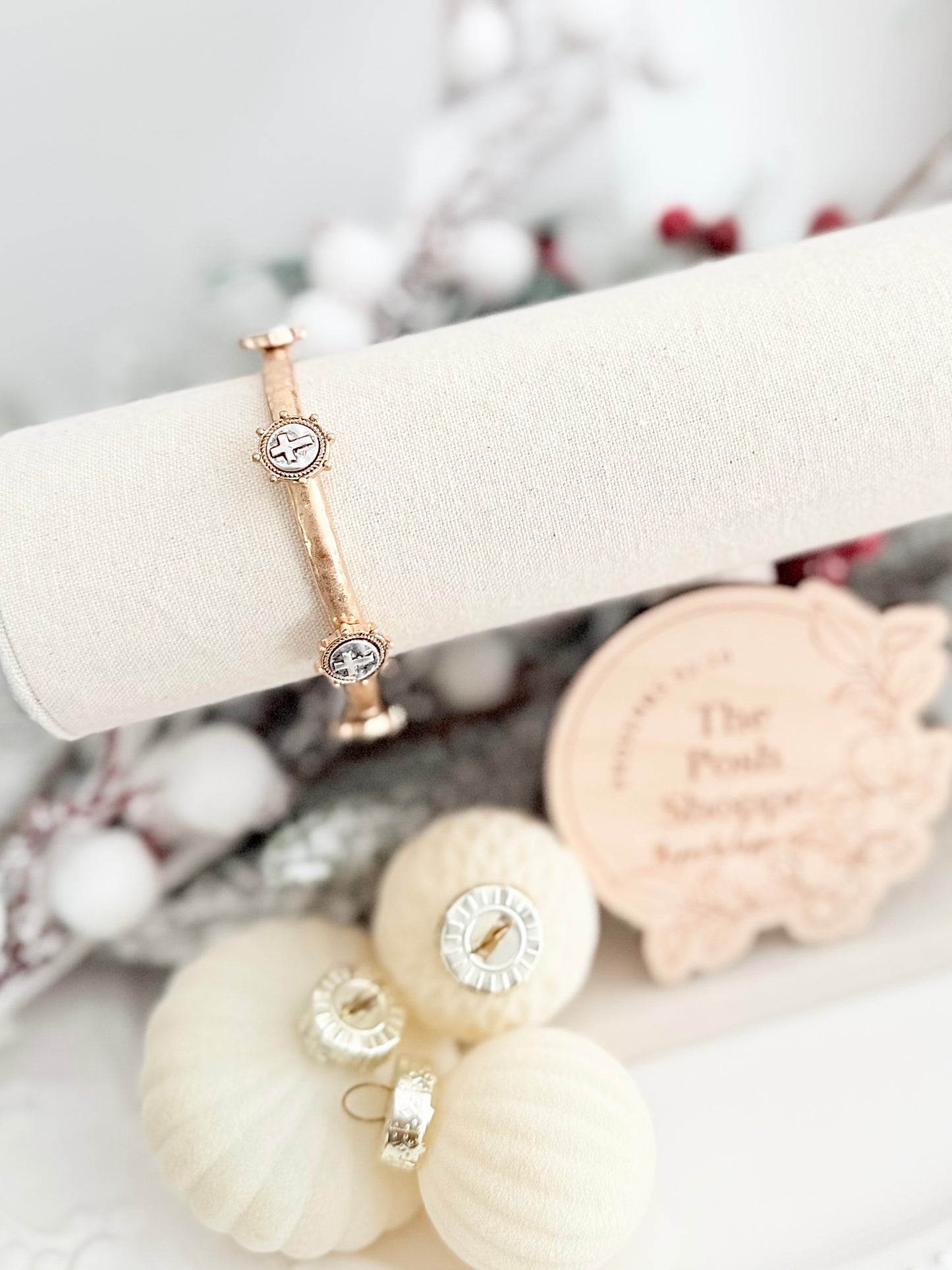Petite Cross Medallion Bangle