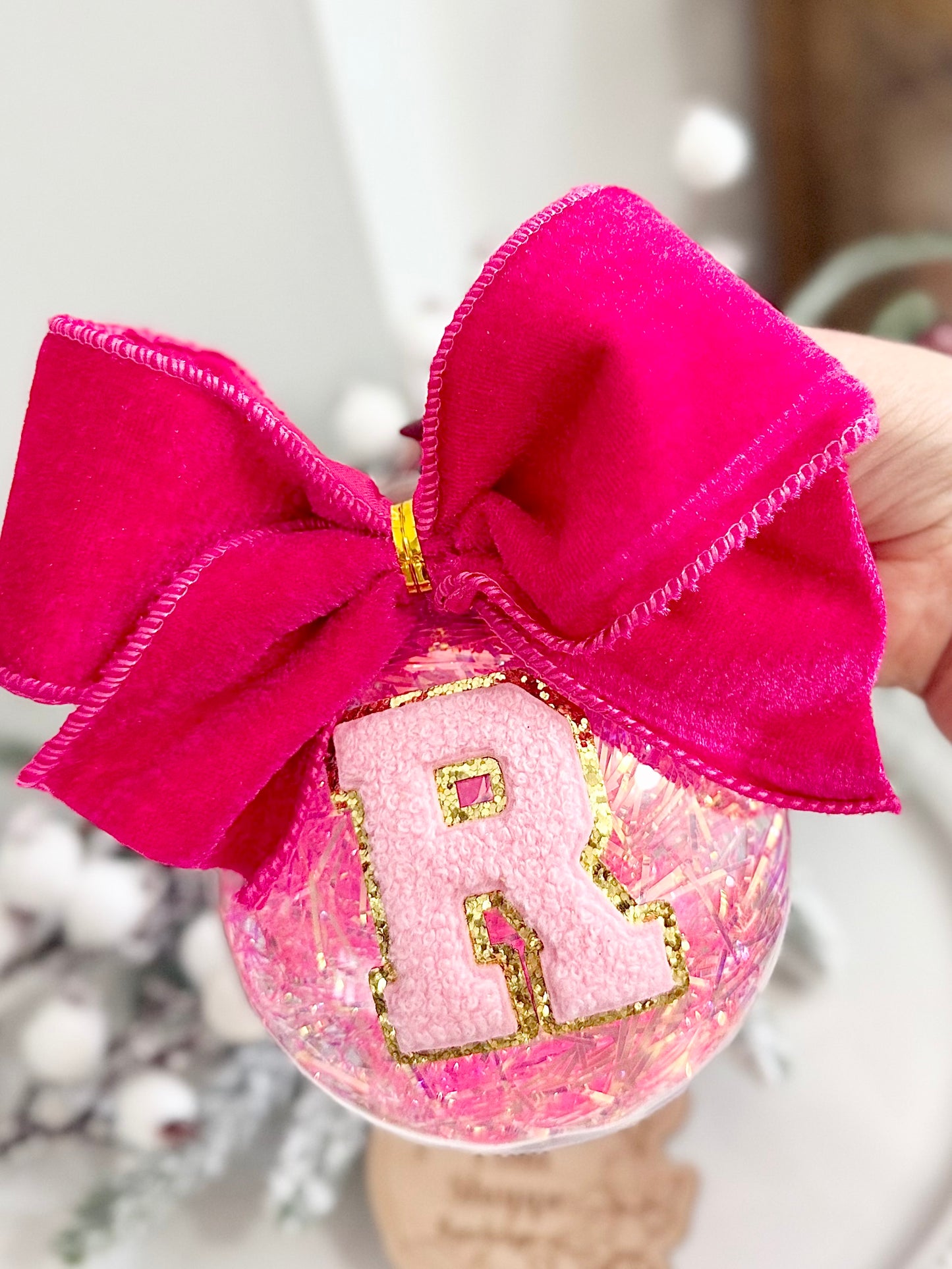 Peppermint Pink Shimmer Ornament - FREE Personalization!
