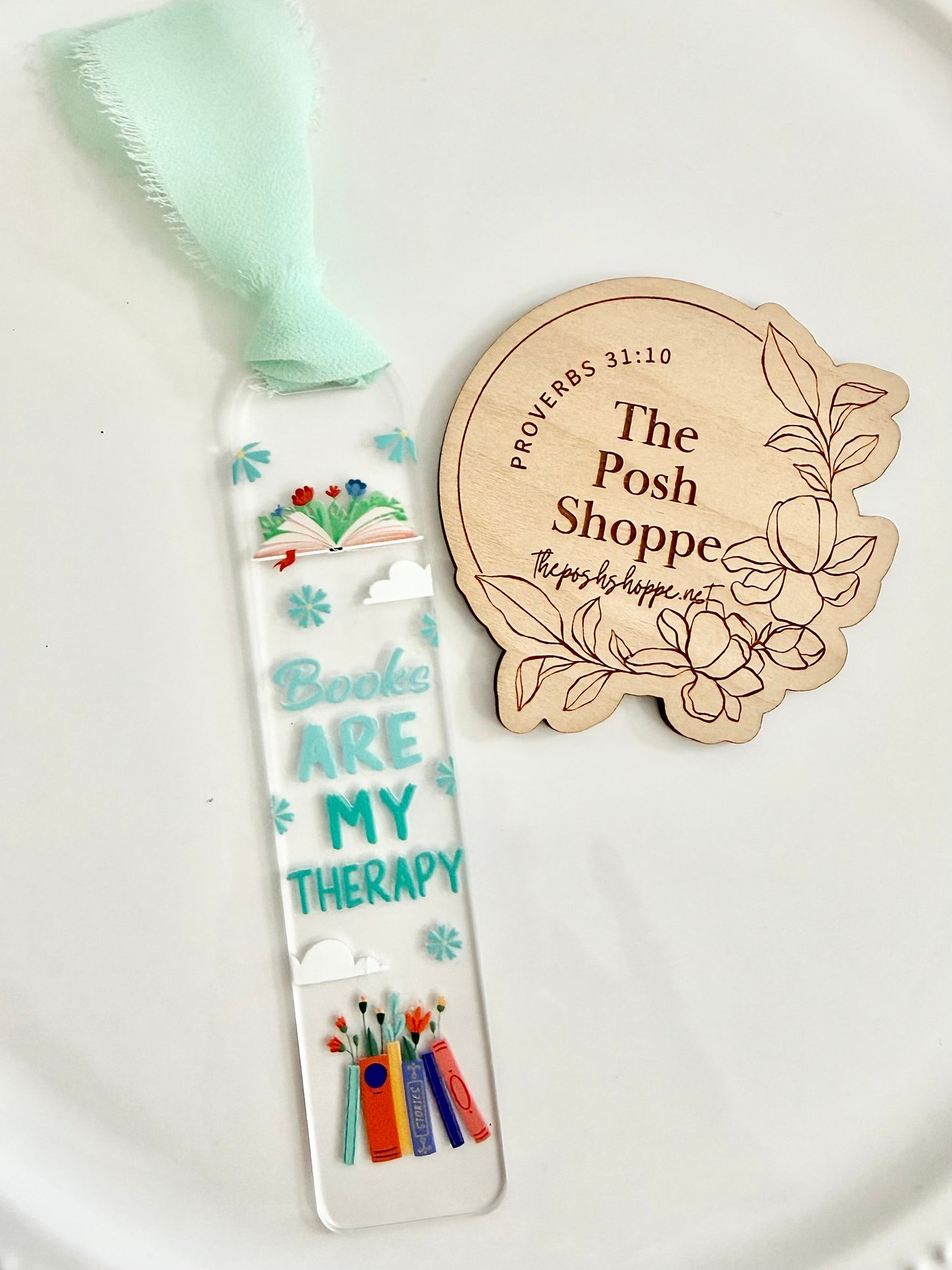 Books are my Therapy Acrylic Ribbon Bookmark