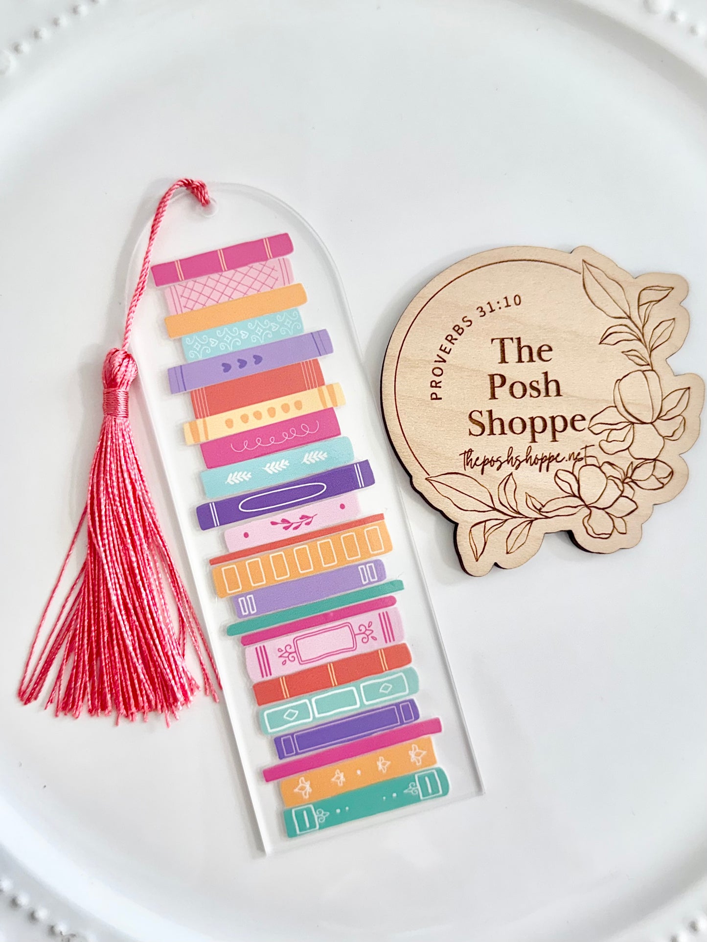 Colorful Books Acrylic Tassel Bookmark