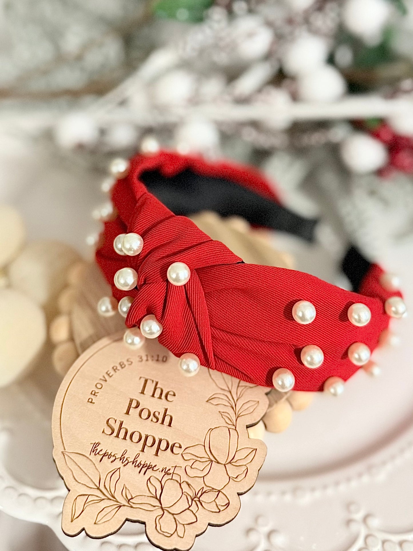 Christmas Red Noel Pearl Headband
