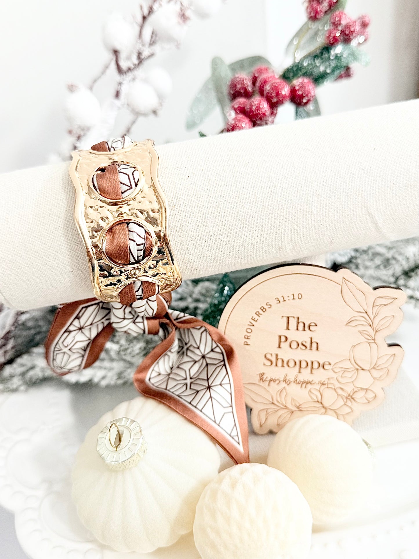 Caramel Snowflake Scarf Bracelet