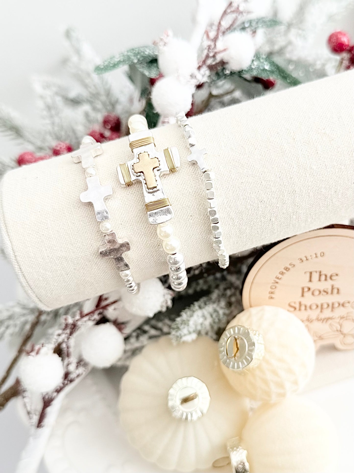 Matte Silver Cross Stack