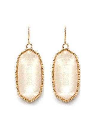 Cream Pearl Hexagon Drop Earrings