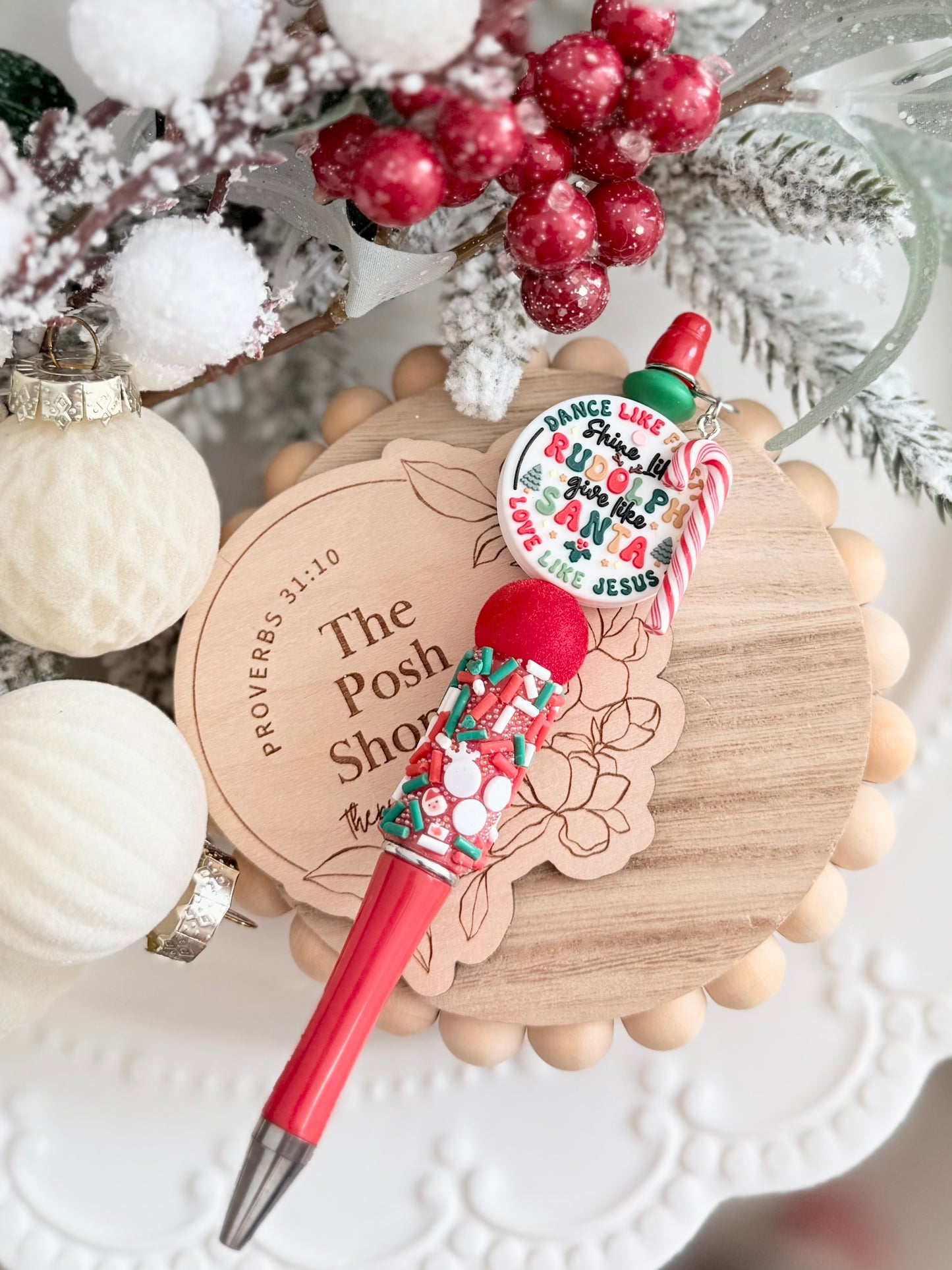 Shine like Rudolph Pen with Candy Cane Dangle