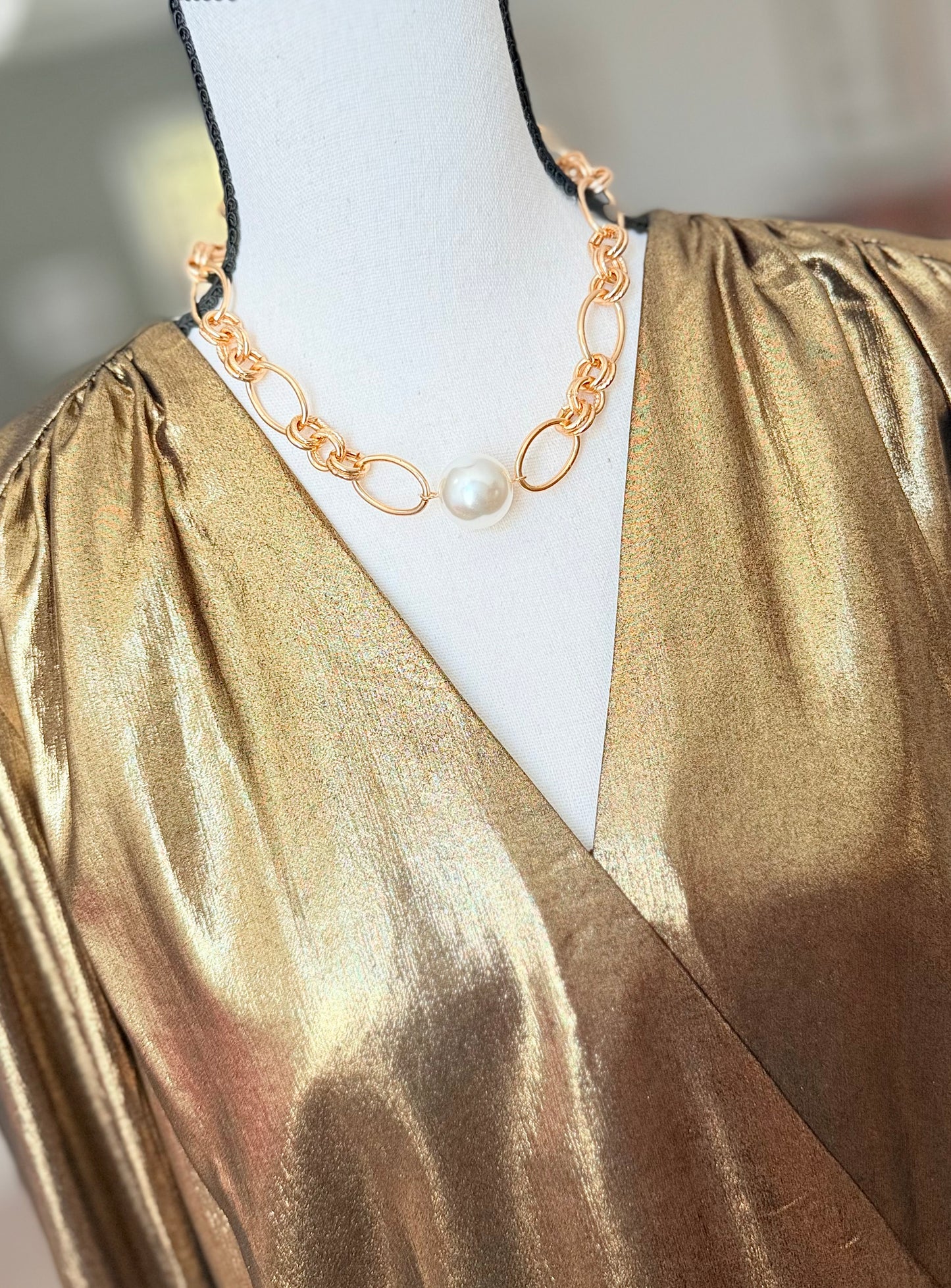 Golden Bauble Pearl Necklace