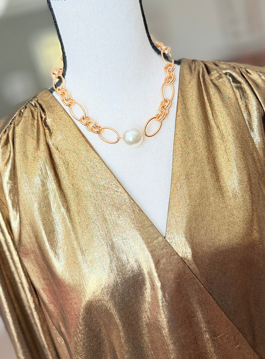 Golden Bauble Pearl Necklace