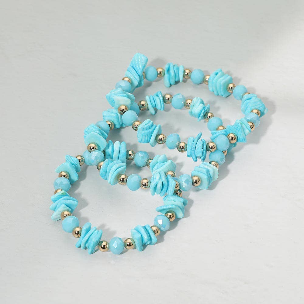 Turquoise + Gold Beaded Stretch Stack