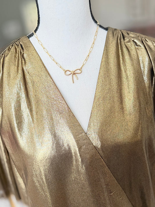 Golden Grace Bow Necklace