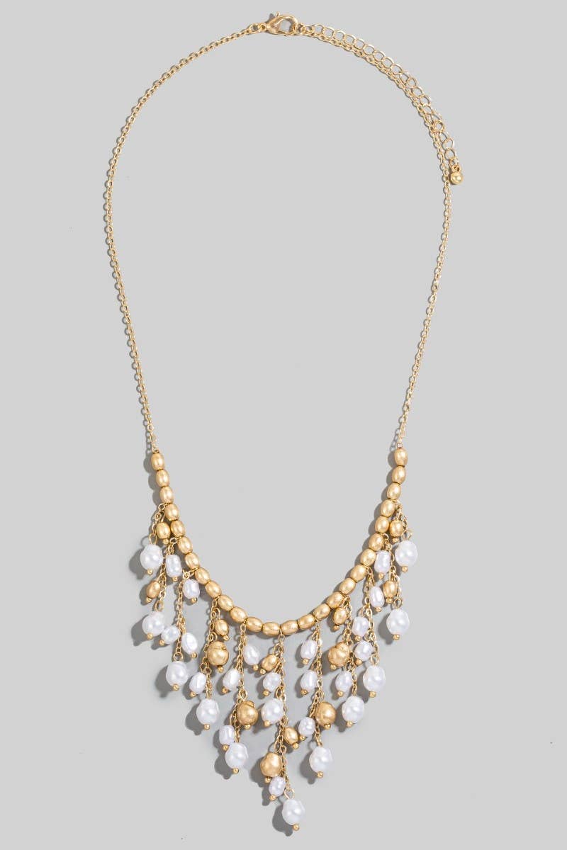 Golden Grace Pearl Drop Statement Necklace