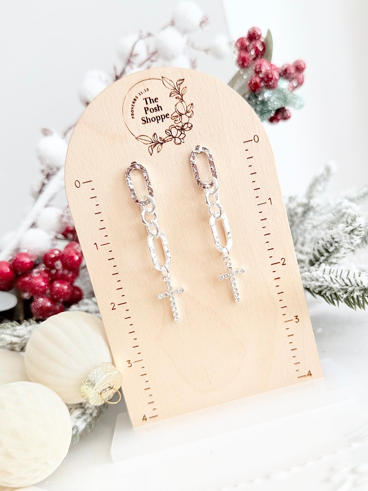 Crystal Cross Link Earrings