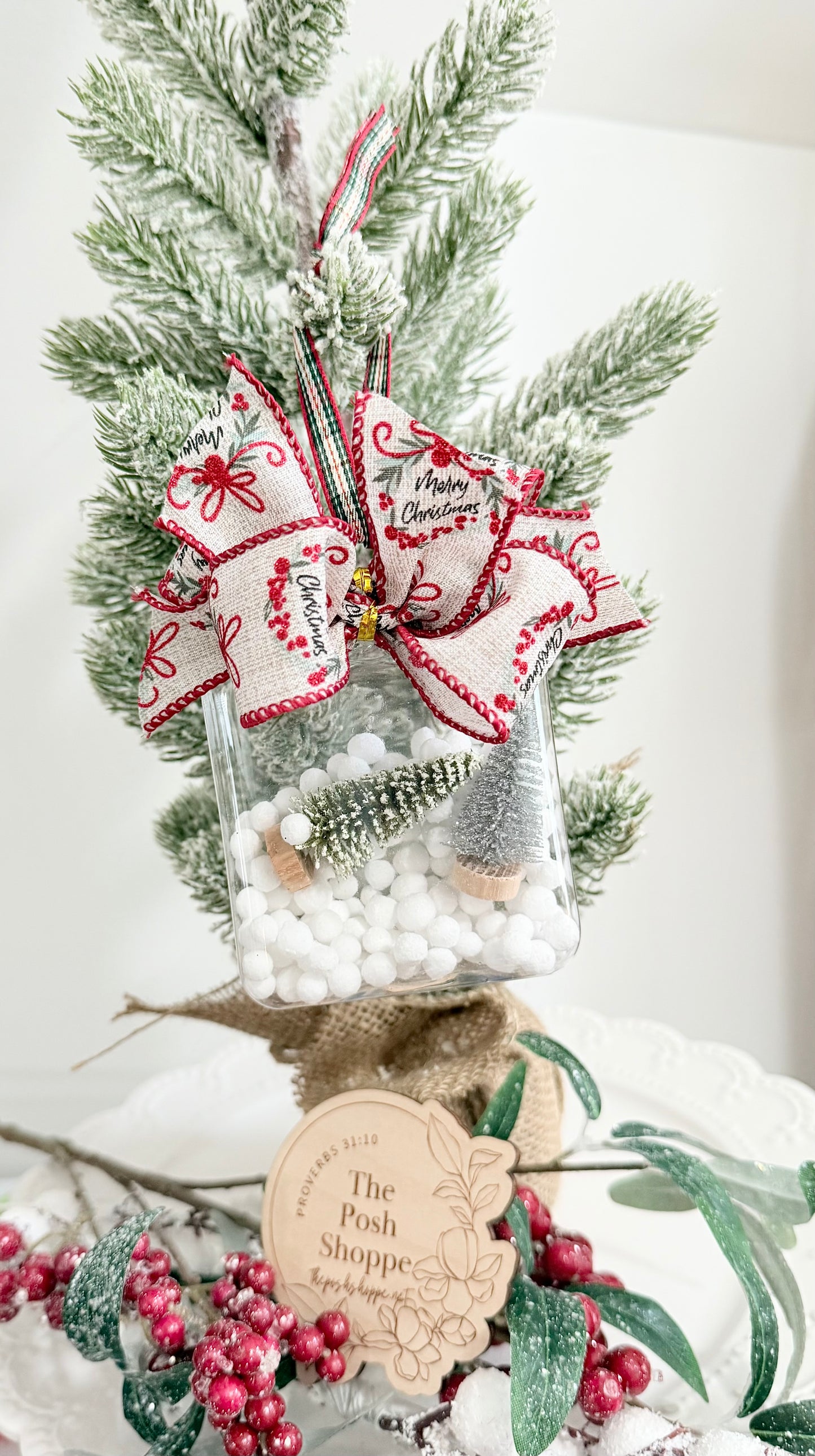 Merry Christmas Snow Jar Ornament - FREE Personalization!