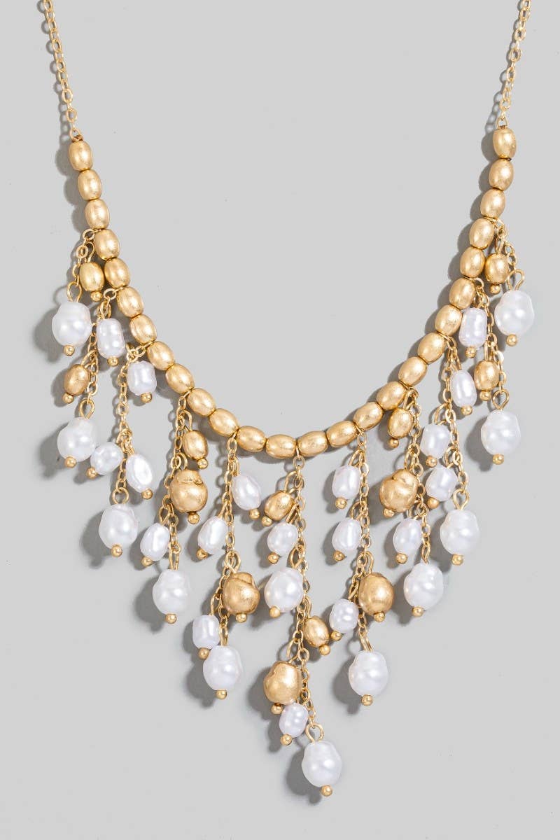 Golden Grace Pearl Drop Statement Necklace