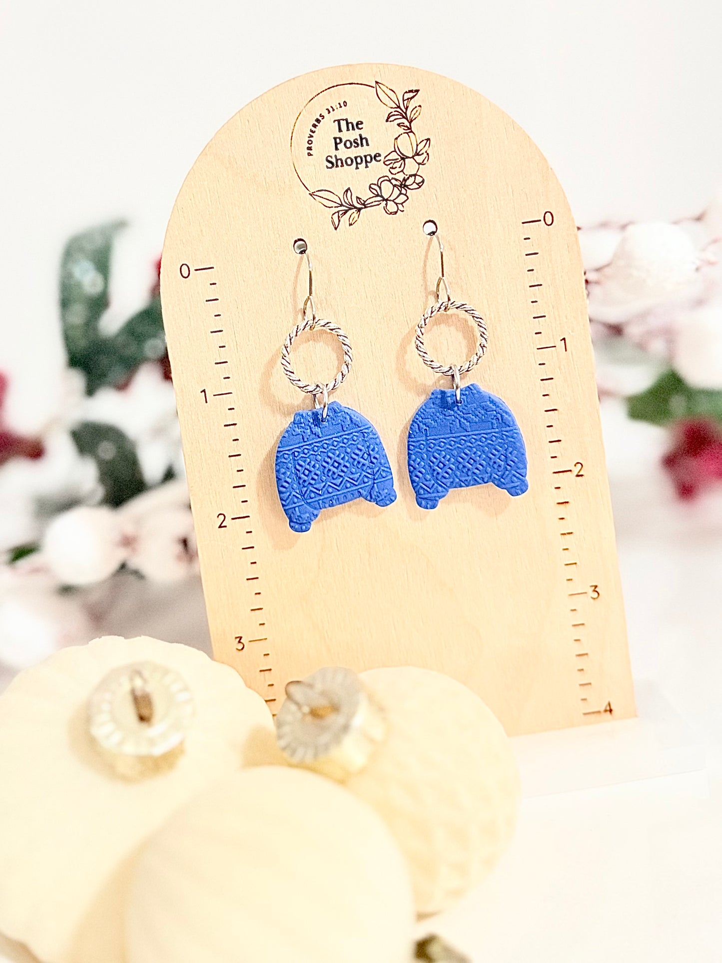 Blue Cozy Clay Sweater Dangles