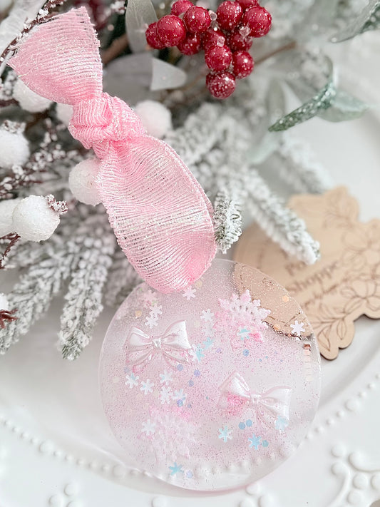 Pink snowflake shimmer ornament