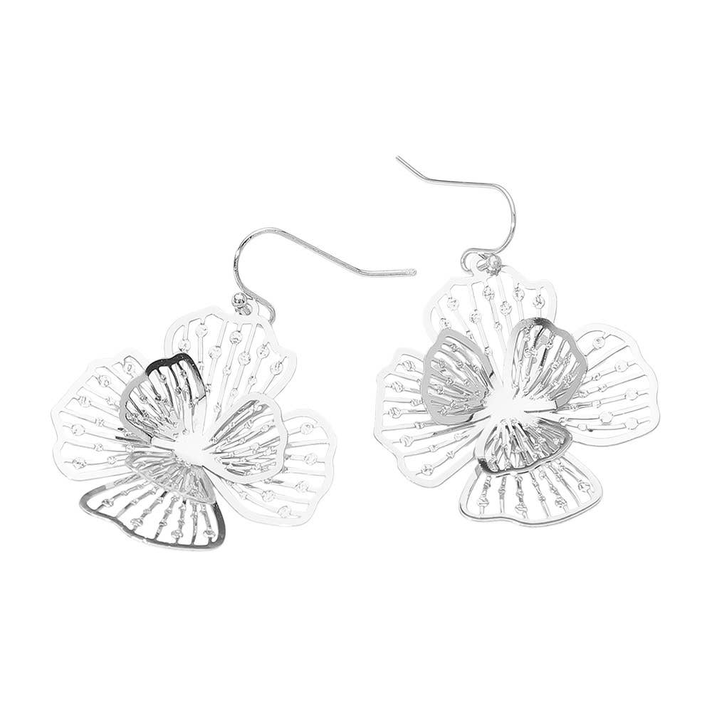 Silver Bloom Layered Dangle Earrings
