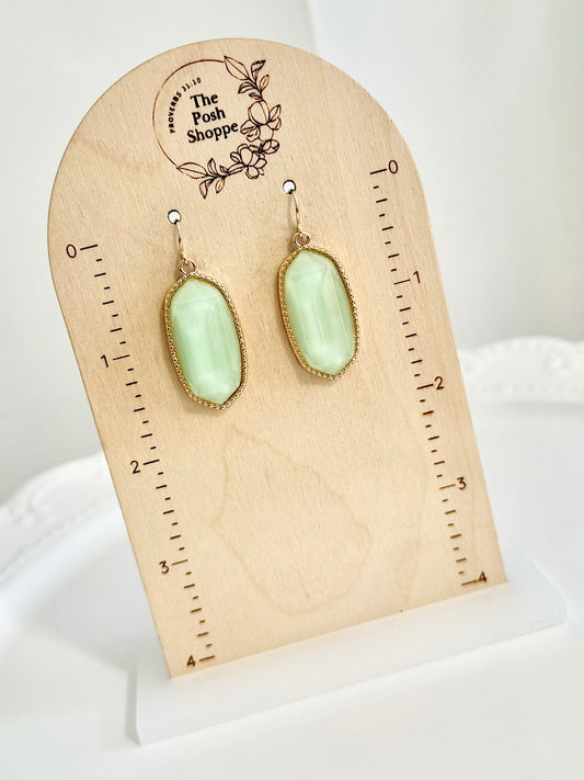 Mint Pearl Hexagon Drop Earrings