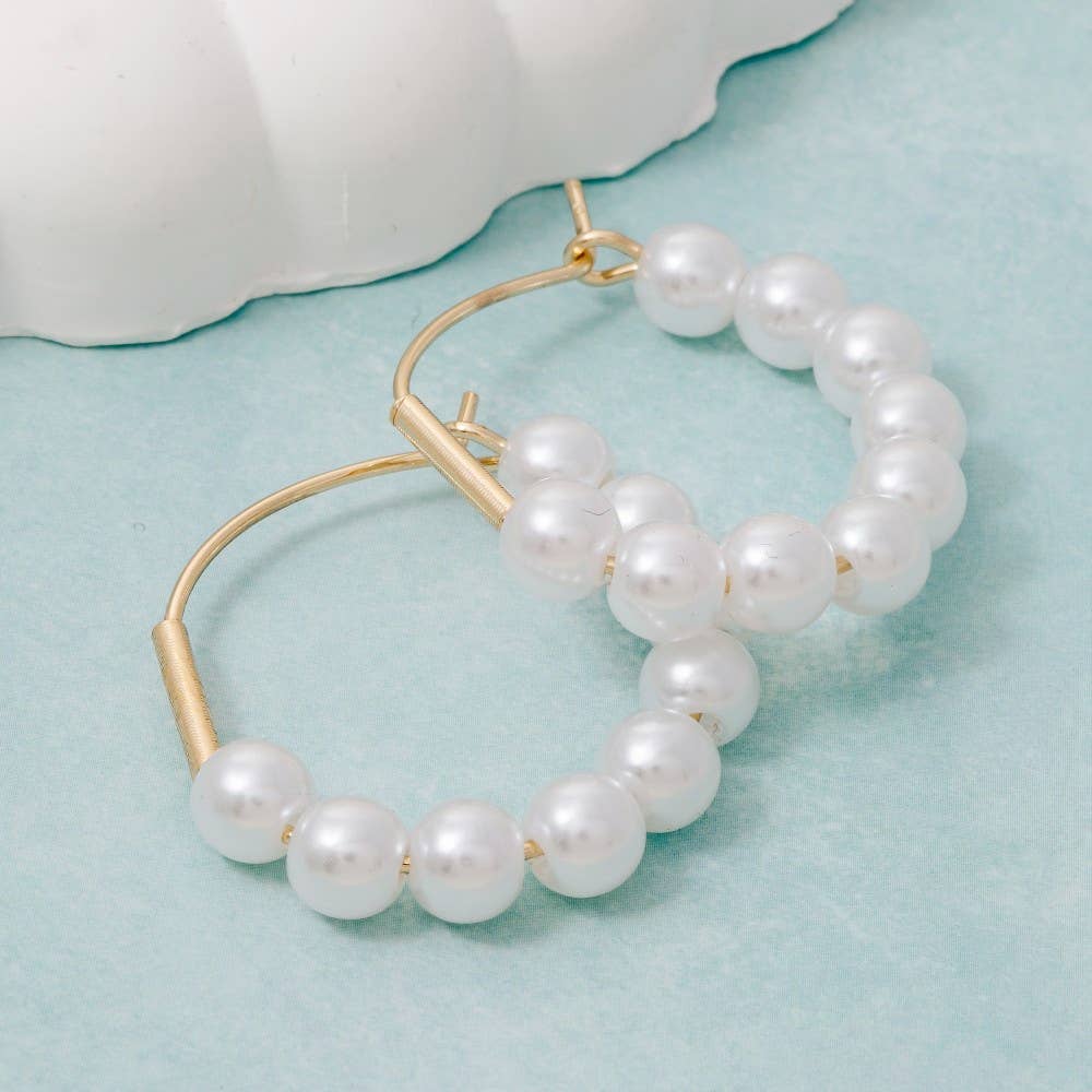 Pearl Beaded Hoop Earrings