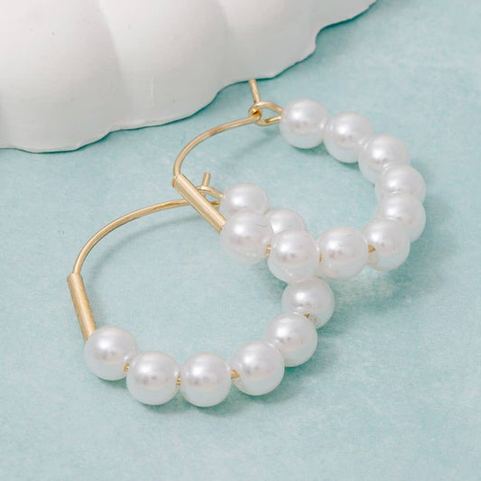 Pearl Beaded Hoop Earrings