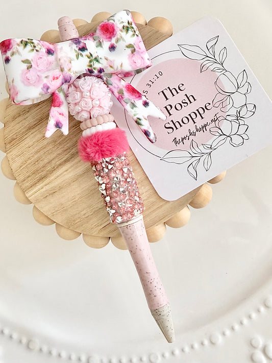 Blush Bloom Bow Pen