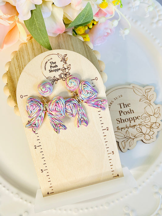 Rattan Multi- Color Bow Earrings