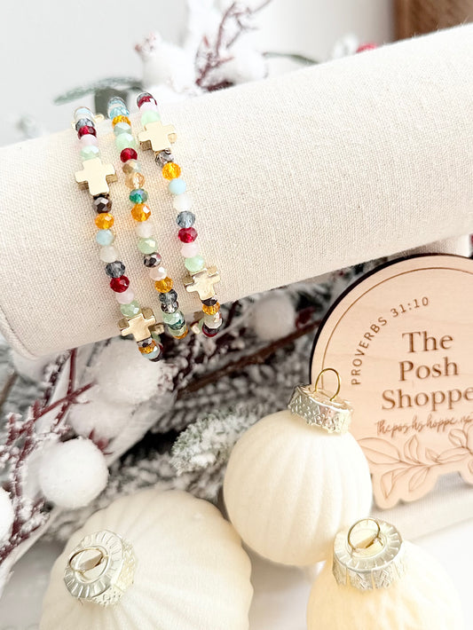 Colorful Cross Beaded Stack