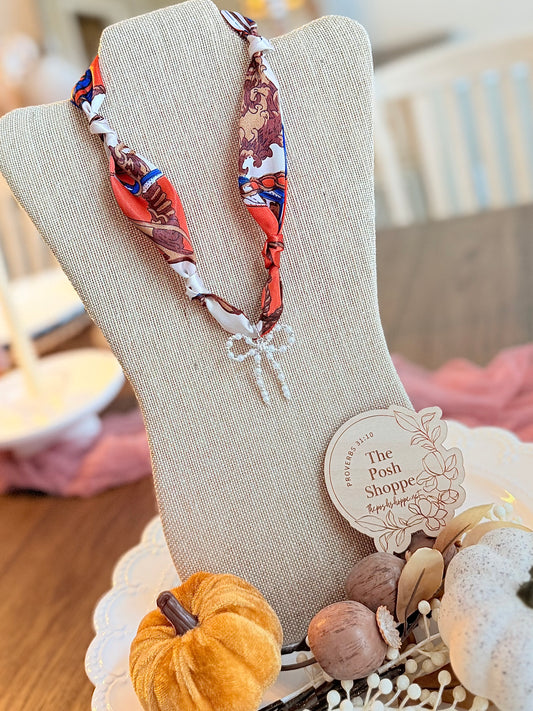 Pearl Bow Scarf Necklace