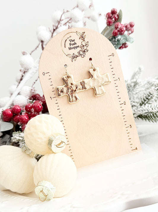 Petite Gold Hammered Hoops