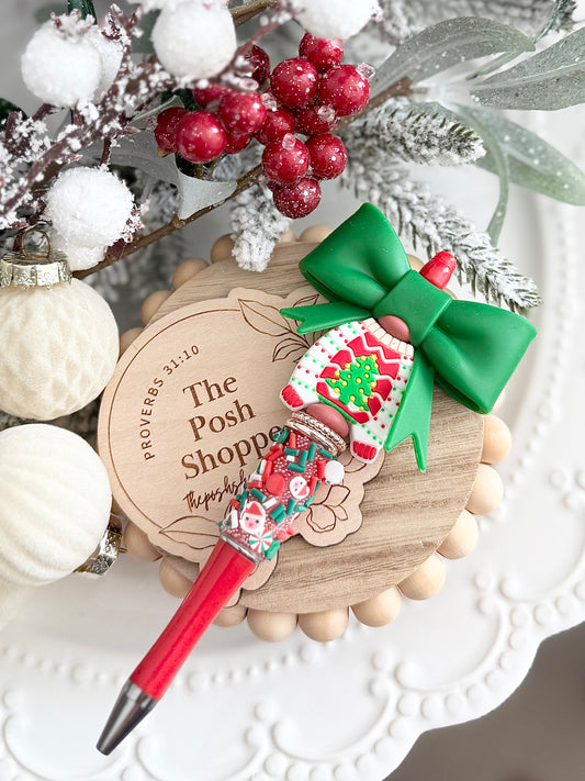 Christmas Sweater + Green Bow Pen