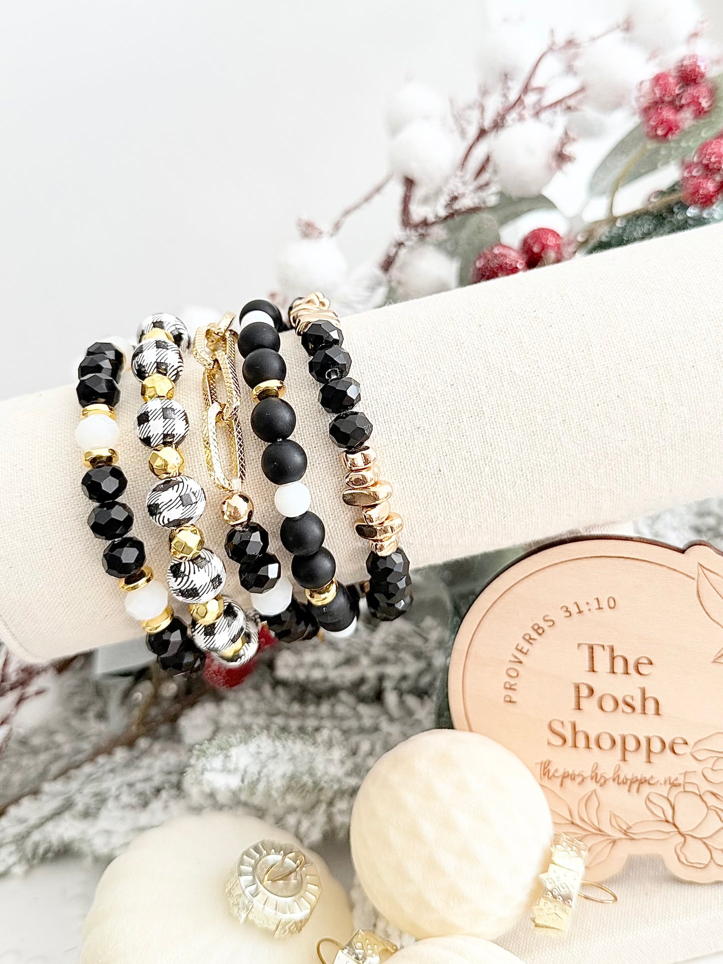 Winter Chic Bracelet Stack (Gold Link Edition)