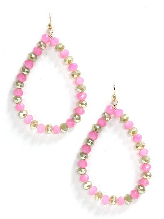 Pink Glow Teardrop Hoop Earrings