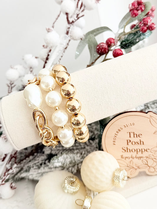 Golden Elegance Bauble Pearl Stack