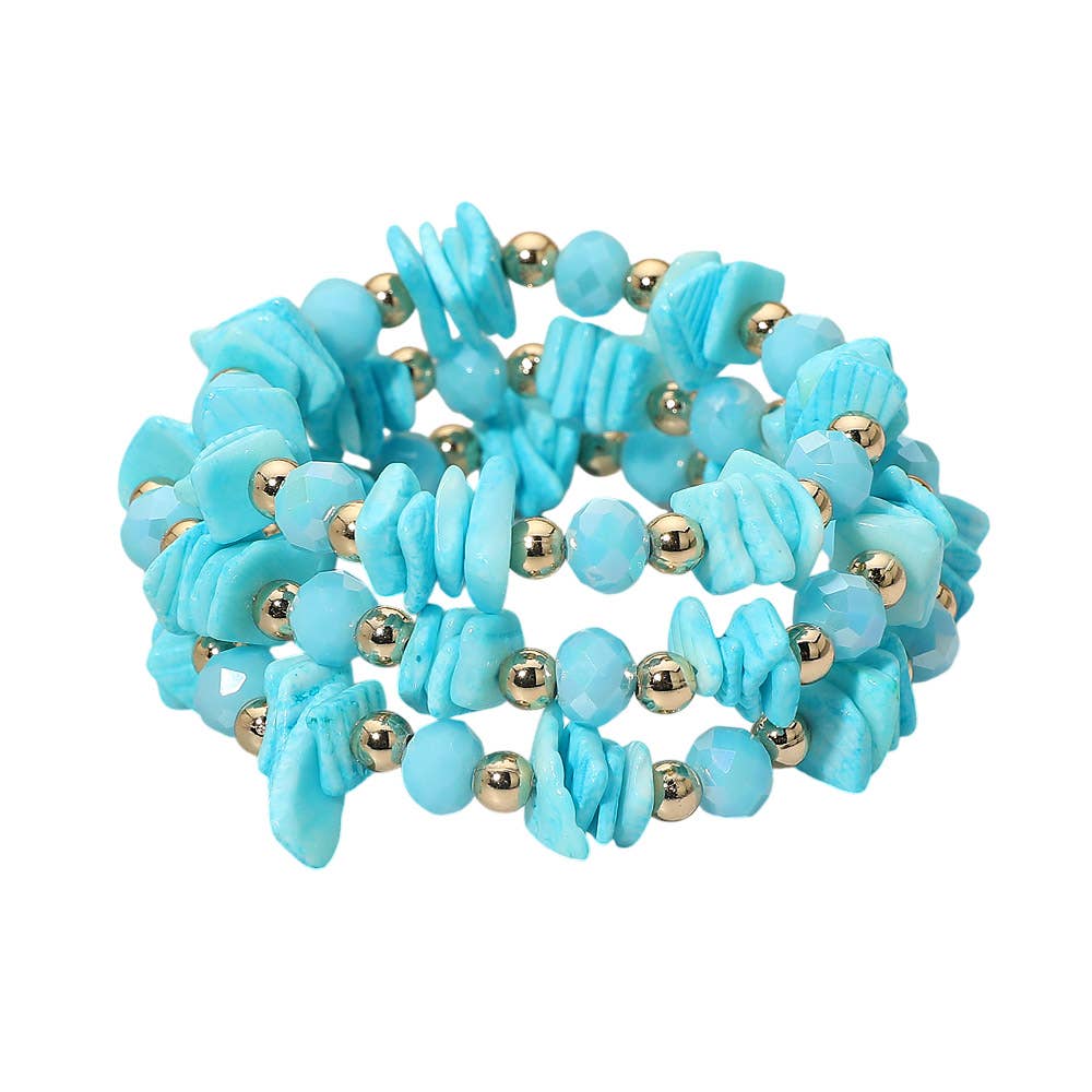 Turquoise + Gold Beaded Stretch Stack