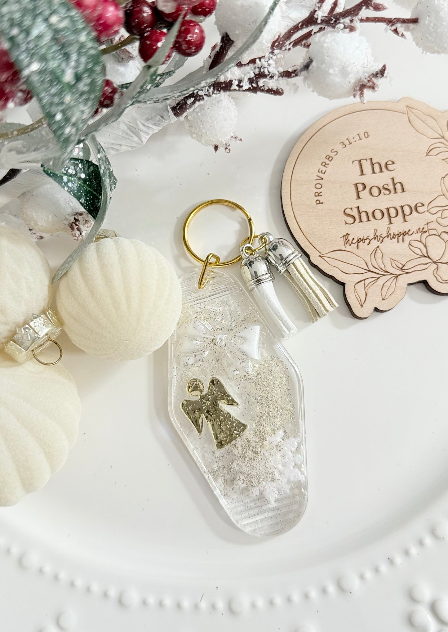 Gold Shimmer Angel Keychain