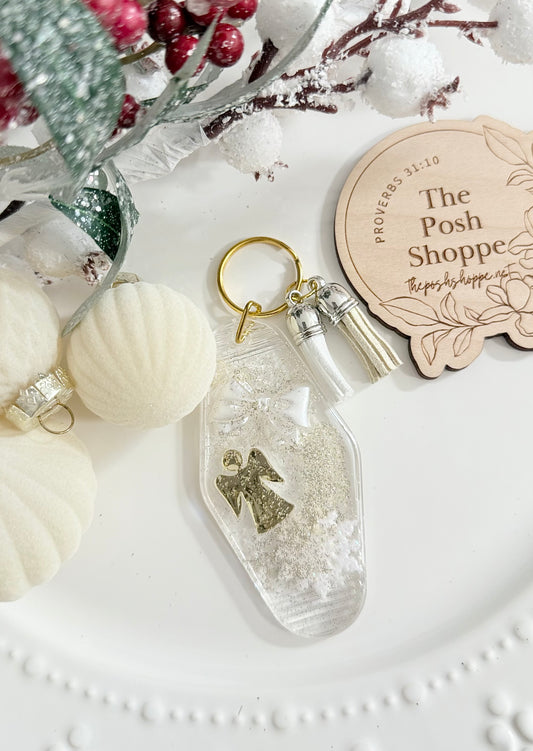 Gold Shimmer Angel Keychain