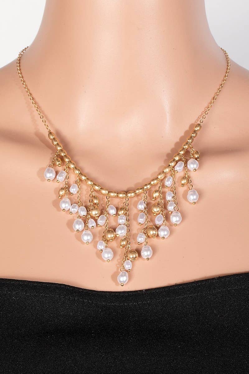 Golden Grace Pearl Drop Statement Necklace