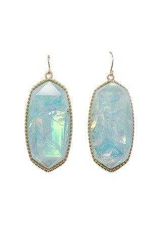 Aqua Opal Hexagon Drop Earrings