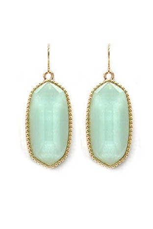 Mint Pearl Hexagon Drop Earrings